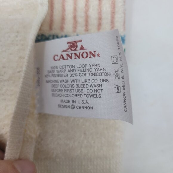 NEW Vtg Cannon Dish Kitchen Towel Wash Cloth Set 3 Cream Heart Wreath Country - Picture 3 of 3